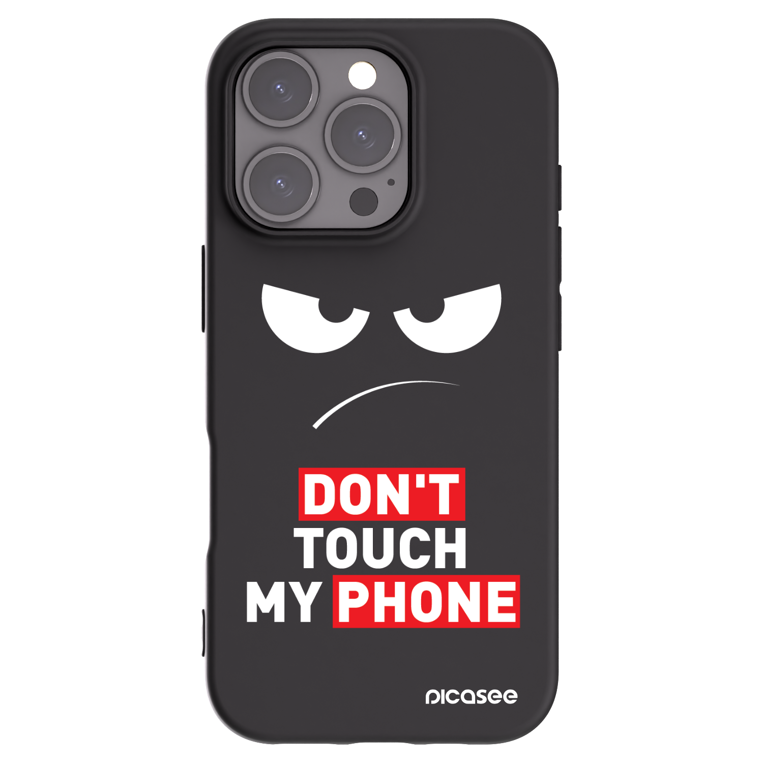 Picasee Apple iPhone 16 Pro Hülle - Schwarzes Silikon - Angry Eyes - Transparent