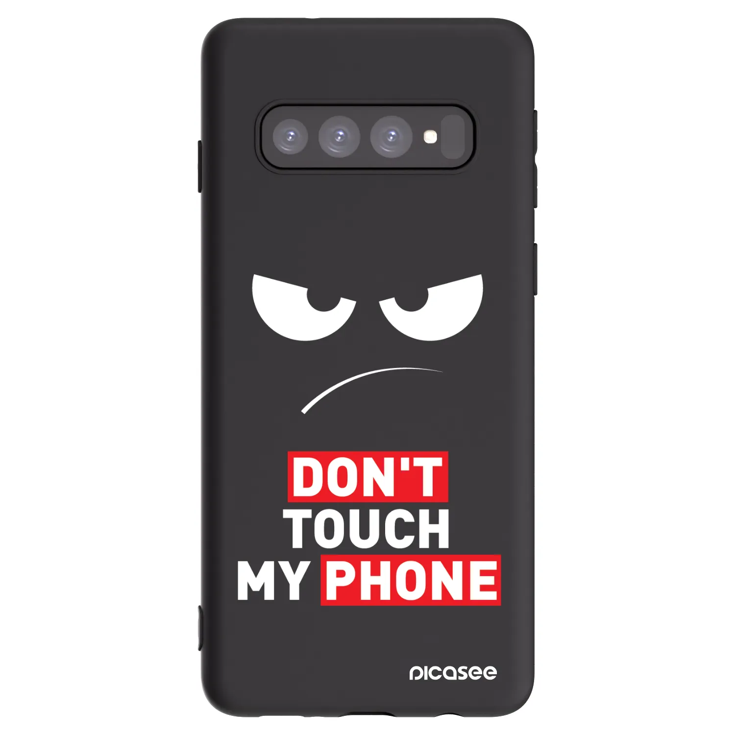 Picasee Samsung Galaxy S10 G973 Hülle - Schwarzes Silikon - Angry Eyes - Transparent