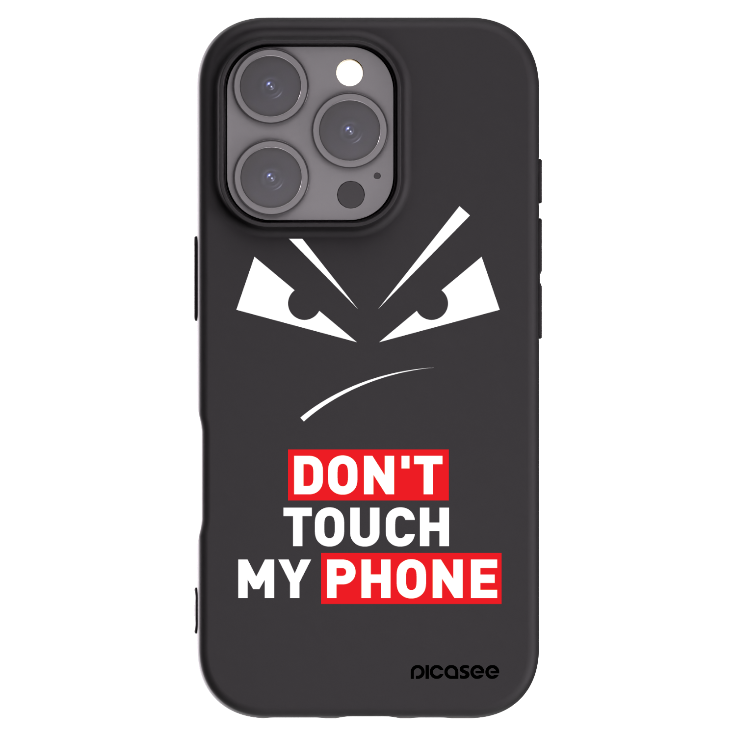 Picasee Apple iPhone 16 Pro Hülle - Schwarzes Silikon - Evil Eye - Transparent