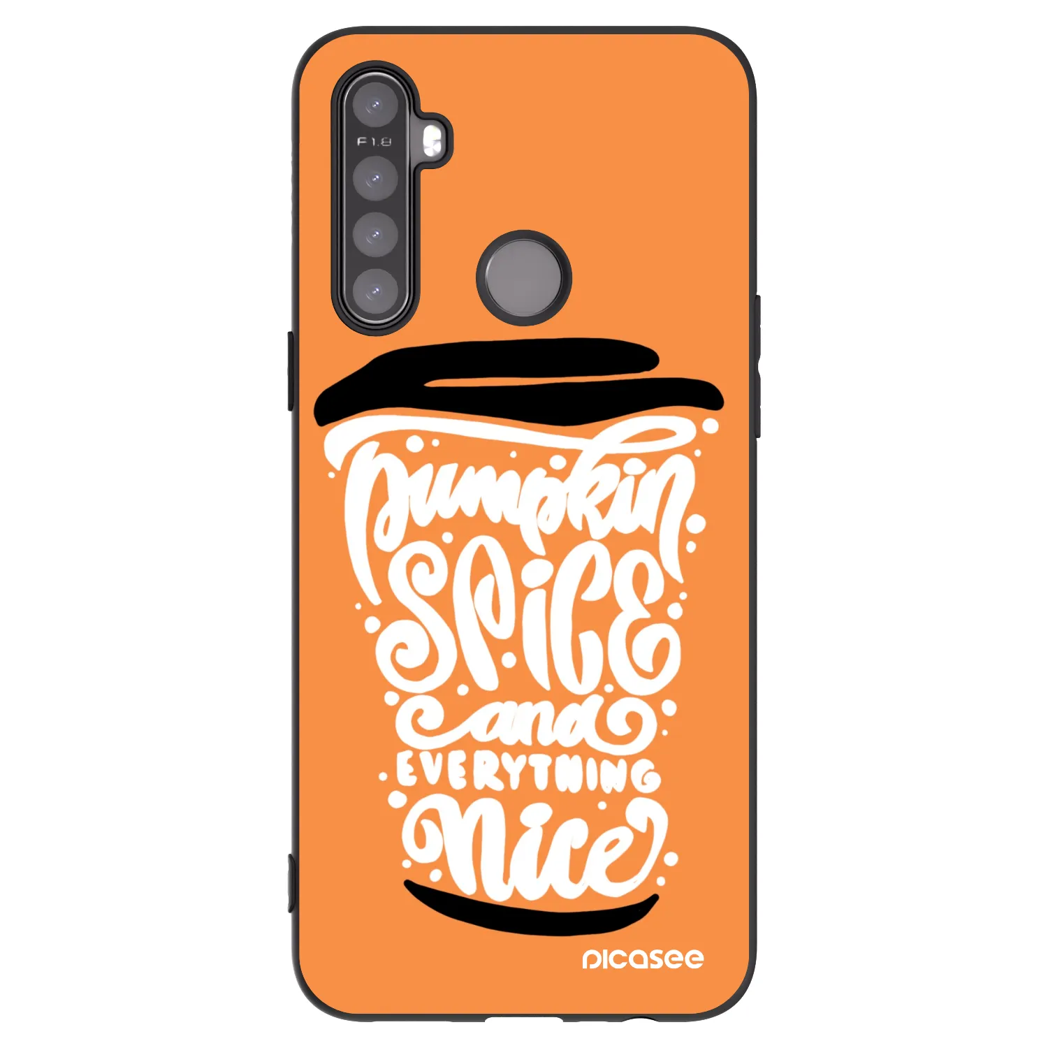 Picasee Realme 5 Hülle - Schwarzes Silikon - Pumpkin coffee