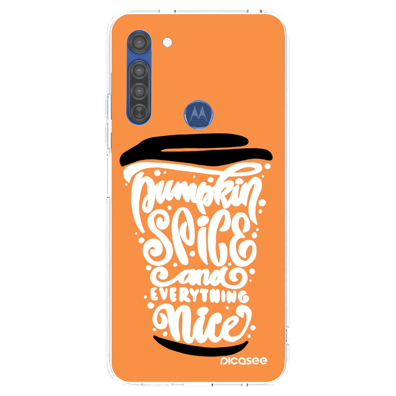 Picasee Motorola Moto G8 Hülle - Transparentes Silikon - Pumpkin coffee