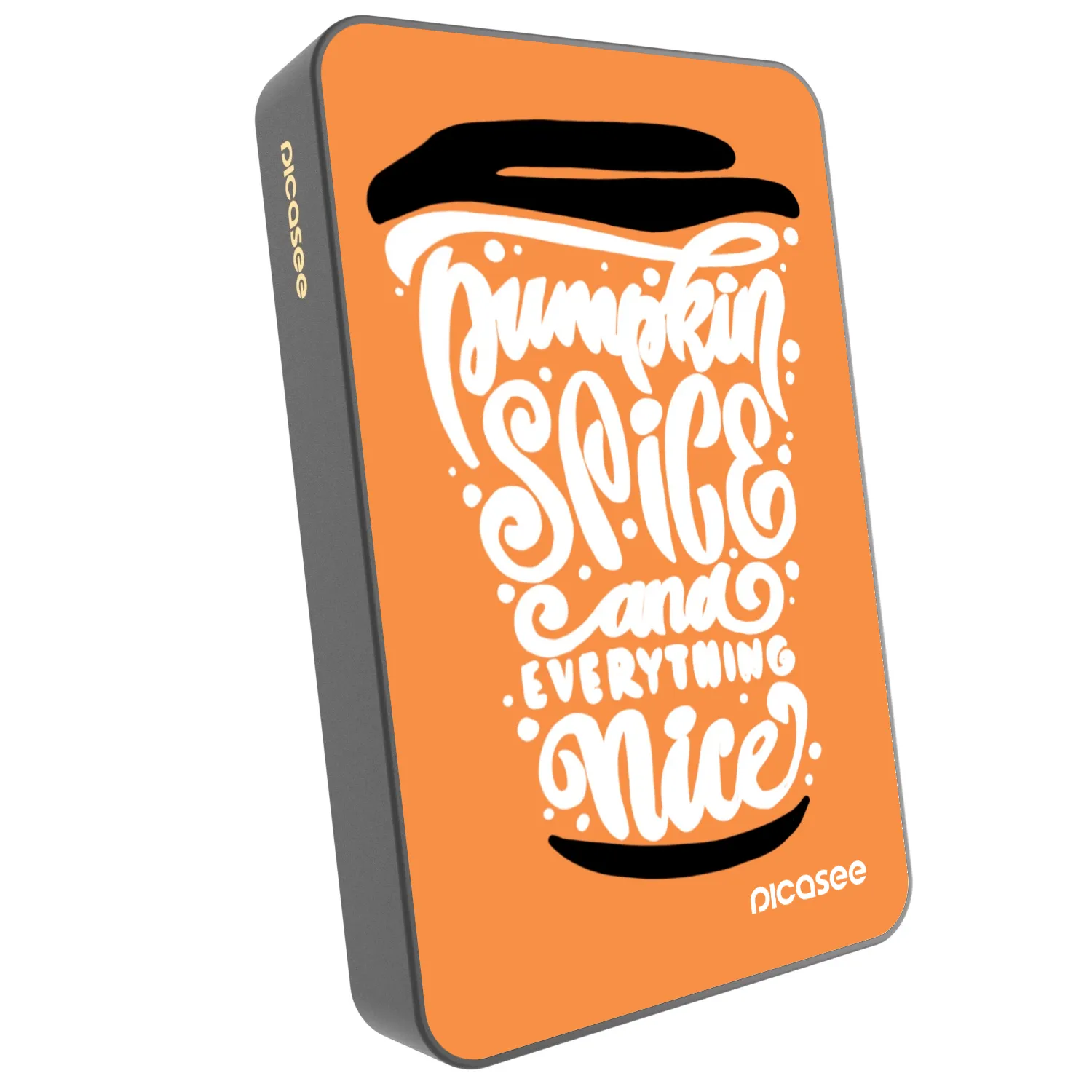 Picasee Powerbank mit MagSafe 10 000 mAh Grau - Pumpkin coffee