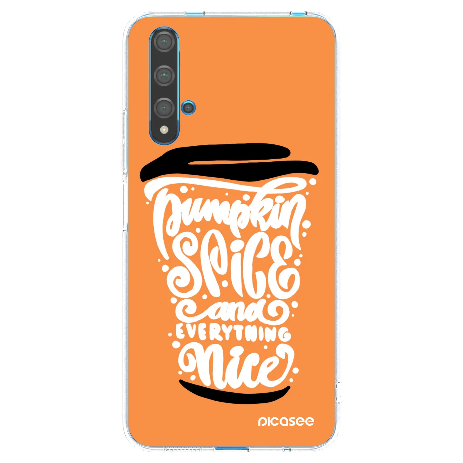 Picasee Huawei Nova 5T Hülle - Transparentes Silikon - Pumpkin coffee