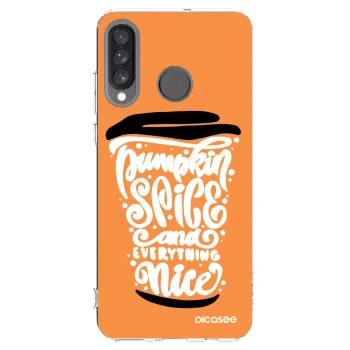 Picasee Huawei P30 Lite Hülle - Transparentes Silikon - Pumpkin coffee