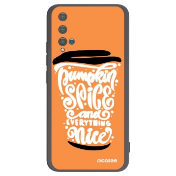 Picasee Huawei Nova 5T Hülle - Schwarzes Silikon - Pumpkin coffee