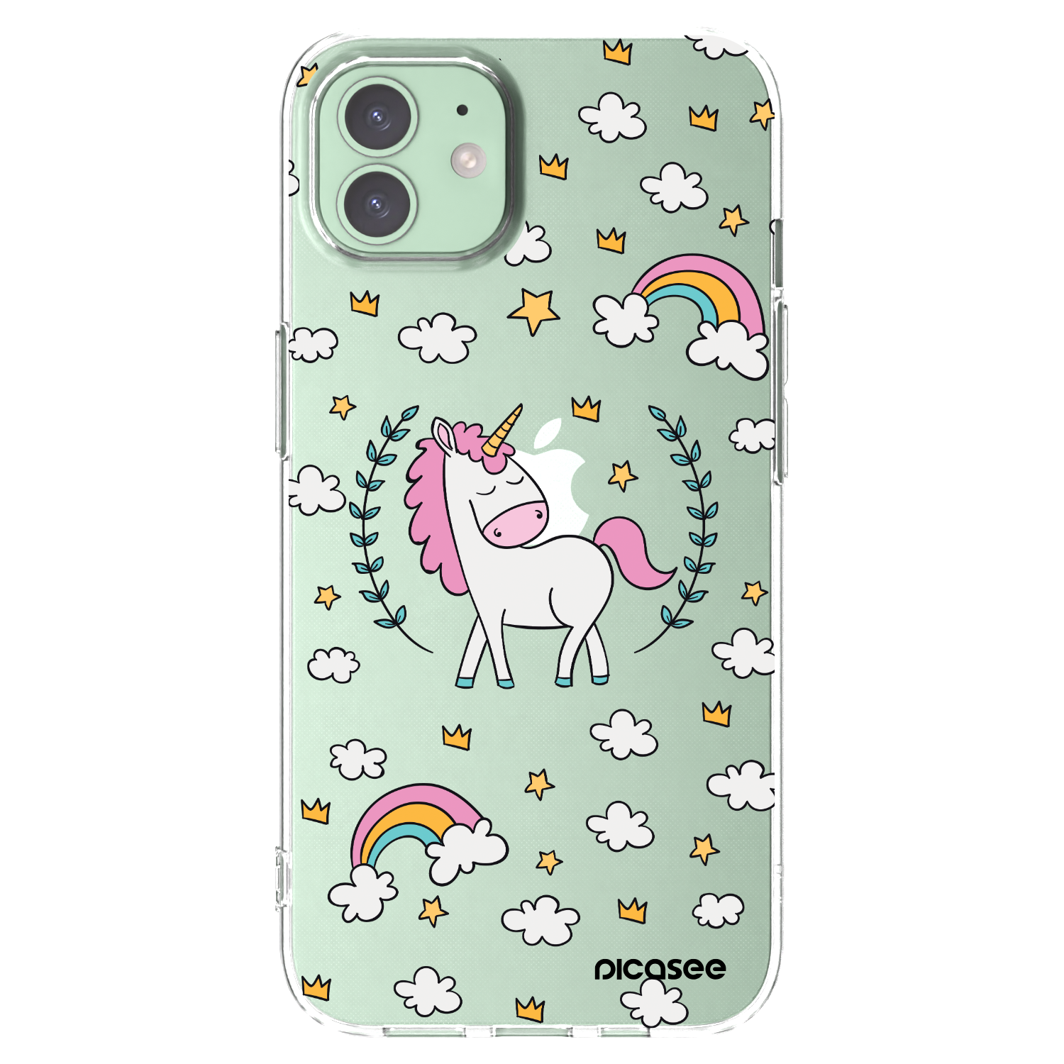 Picasee Apple iPhone 12 Hülle - Transparentes Silikon - Einhorn Sternenhimmel