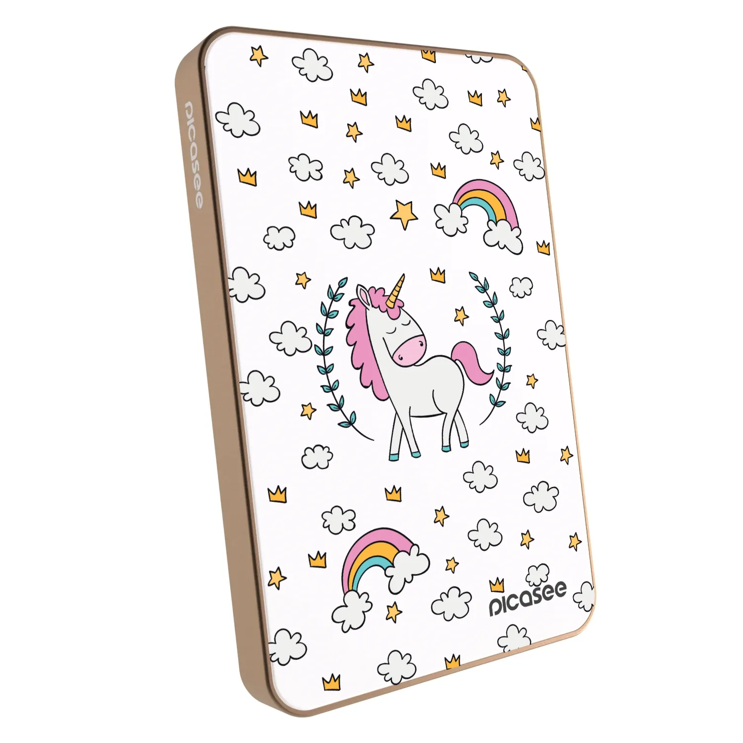 Picasee Powerbank mit MagSafe 5 000 mAh Golden - Einhorn Sternenhimmel