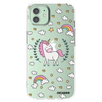 Picasee Apple iPhone 12 Hülle - Transparentes Silikon - Einhorn Sternenhimmel