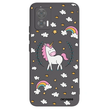 Picasee Motorola Edge 30 Neo Hülle - Schwarzes Silikon - Einhorn Sternenhimmel