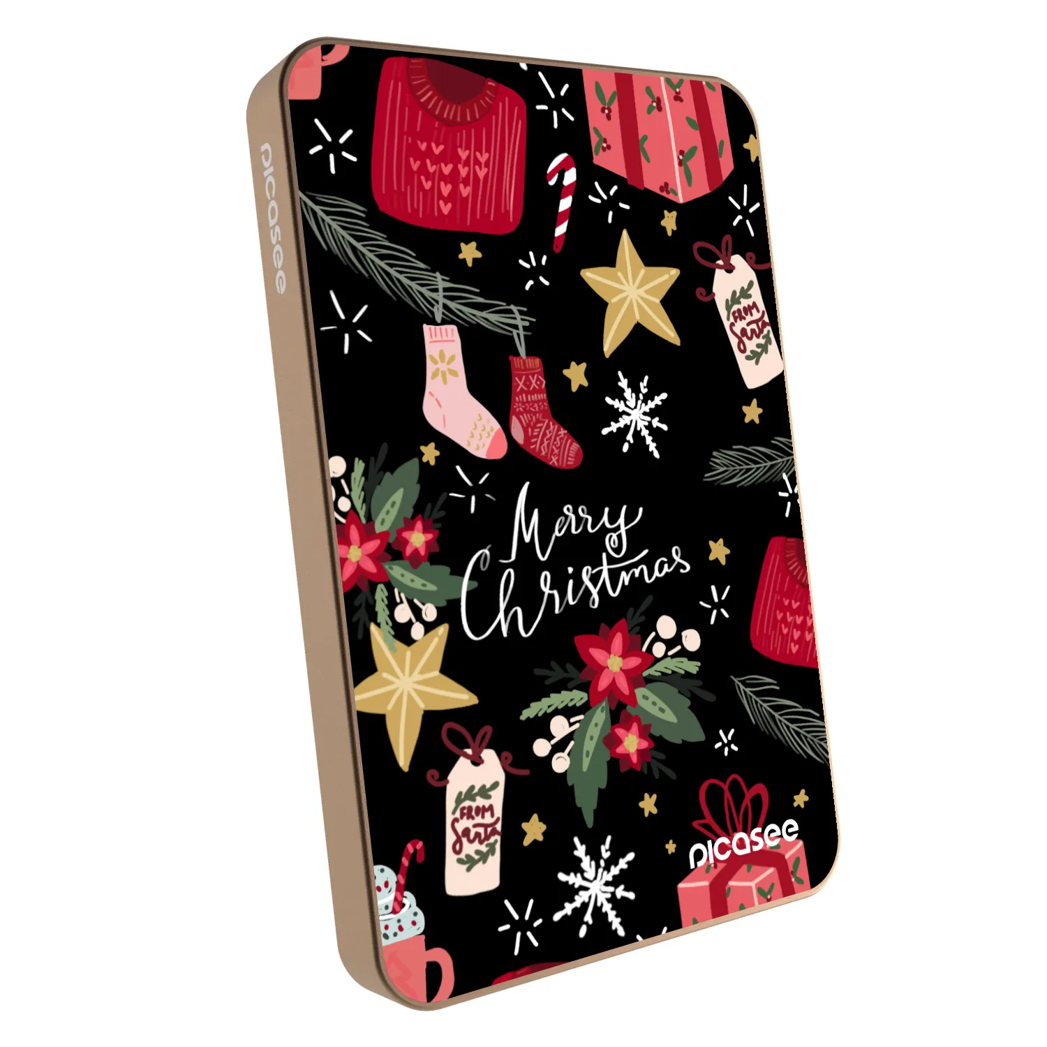 Picasee Powerbank mit MagSafe 5 000 mAh Golden - Christmas