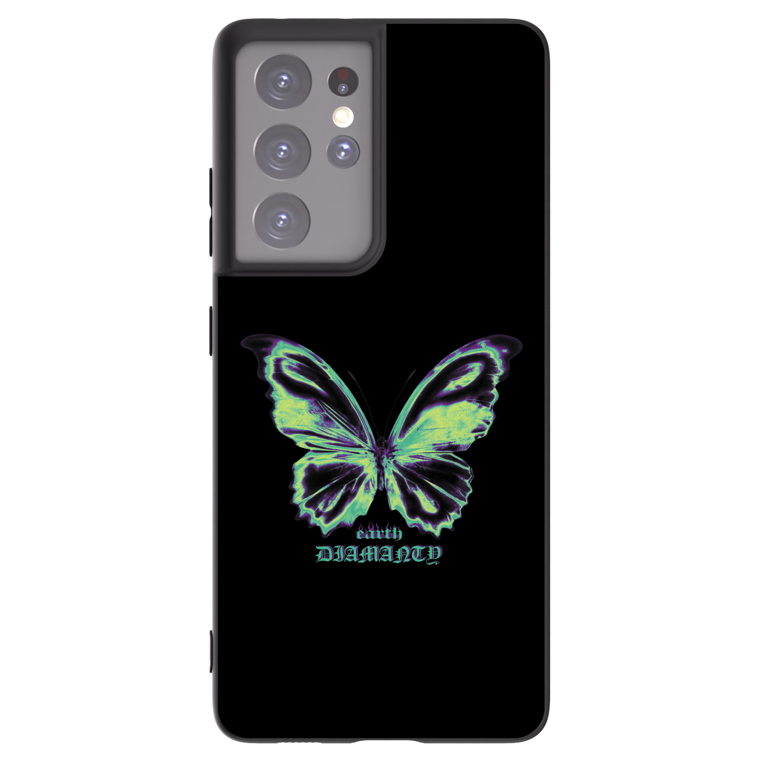 Picasee Samsung Galaxy S21 Ultra 5G G998B Hülle - Schwarzes Silikon - Diamanty Blue