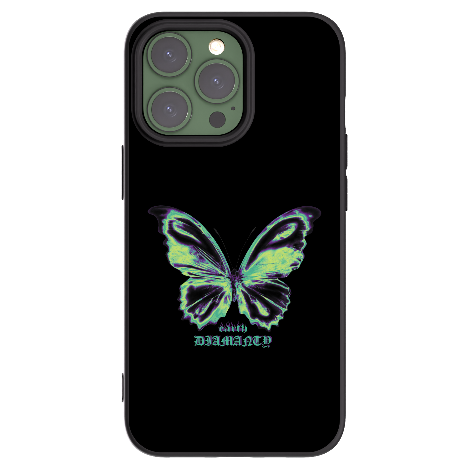 Picasee Apple iPhone 13 Pro Hülle - Schwarzes Silikon - Diamanty Blue