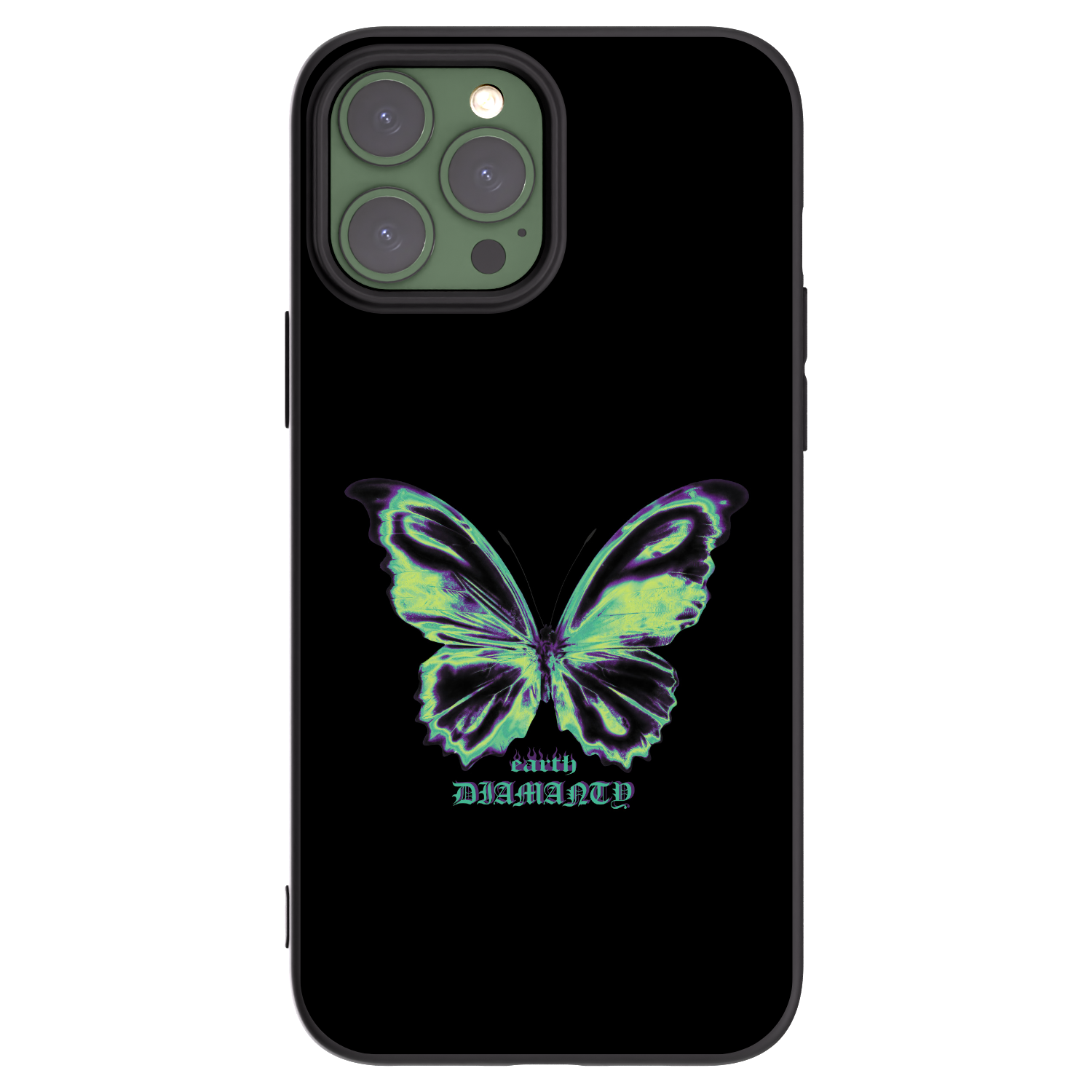 Picasee Apple iPhone 13 Pro Max Hülle - Schwarzes Silikon - Diamanty Blue
