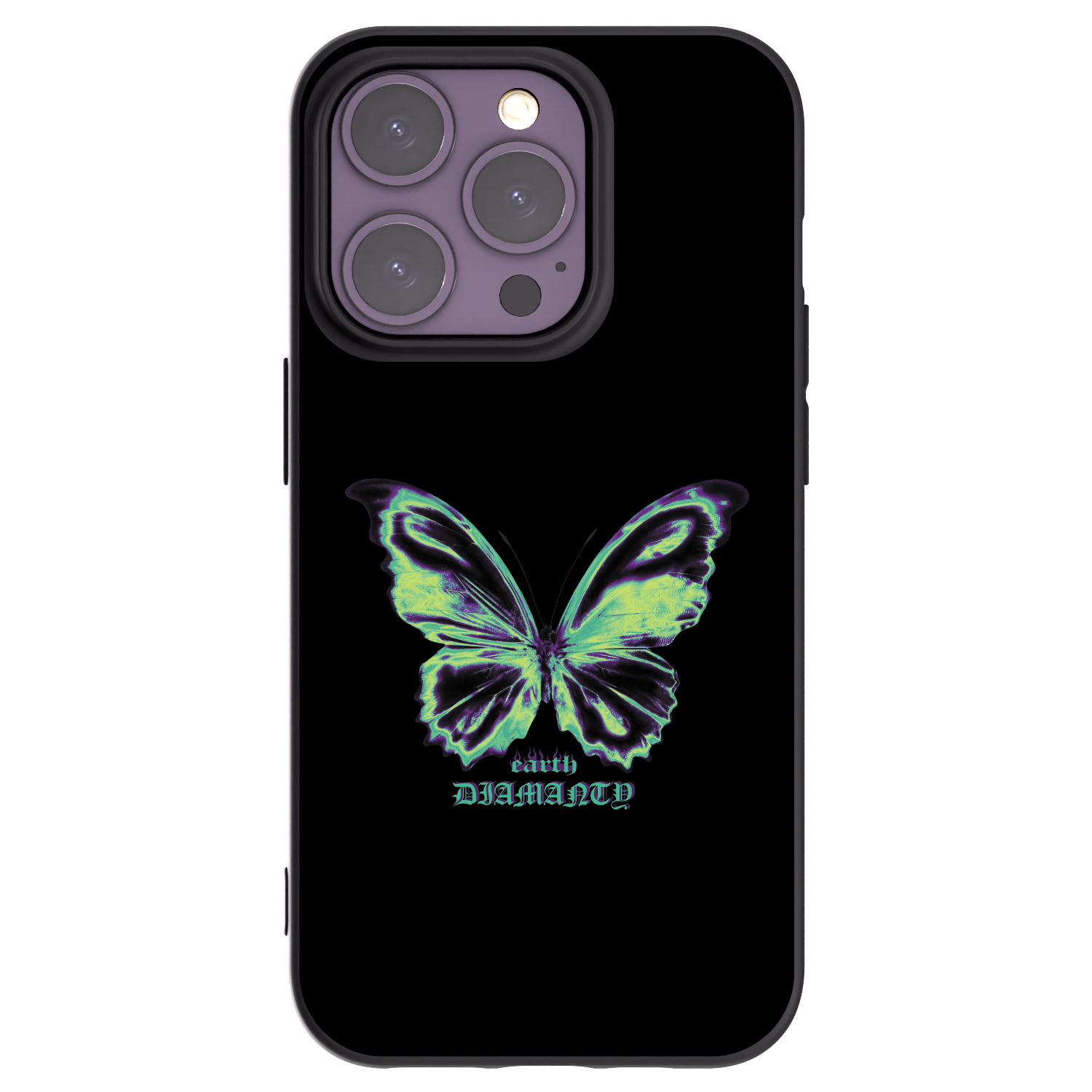 Picasee Apple iPhone 14 Pro Hülle - Schwarzes Silikon - Diamanty Blue