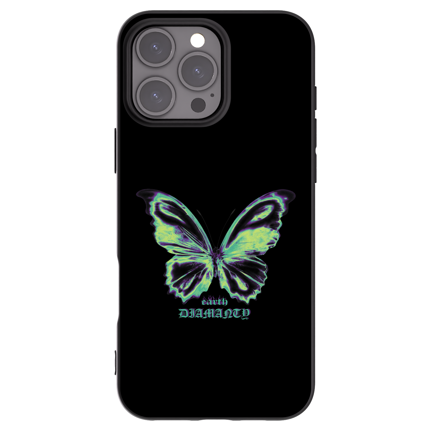 Picasee Apple iPhone 16 Pro Max Hülle - Schwarzes Silikon - Diamanty Blue