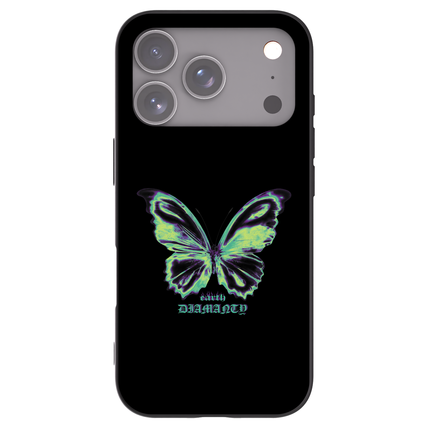 Picasee Apple iPhone 17 Pro Hülle - Schwarzes Silikon - Diamanty Blue