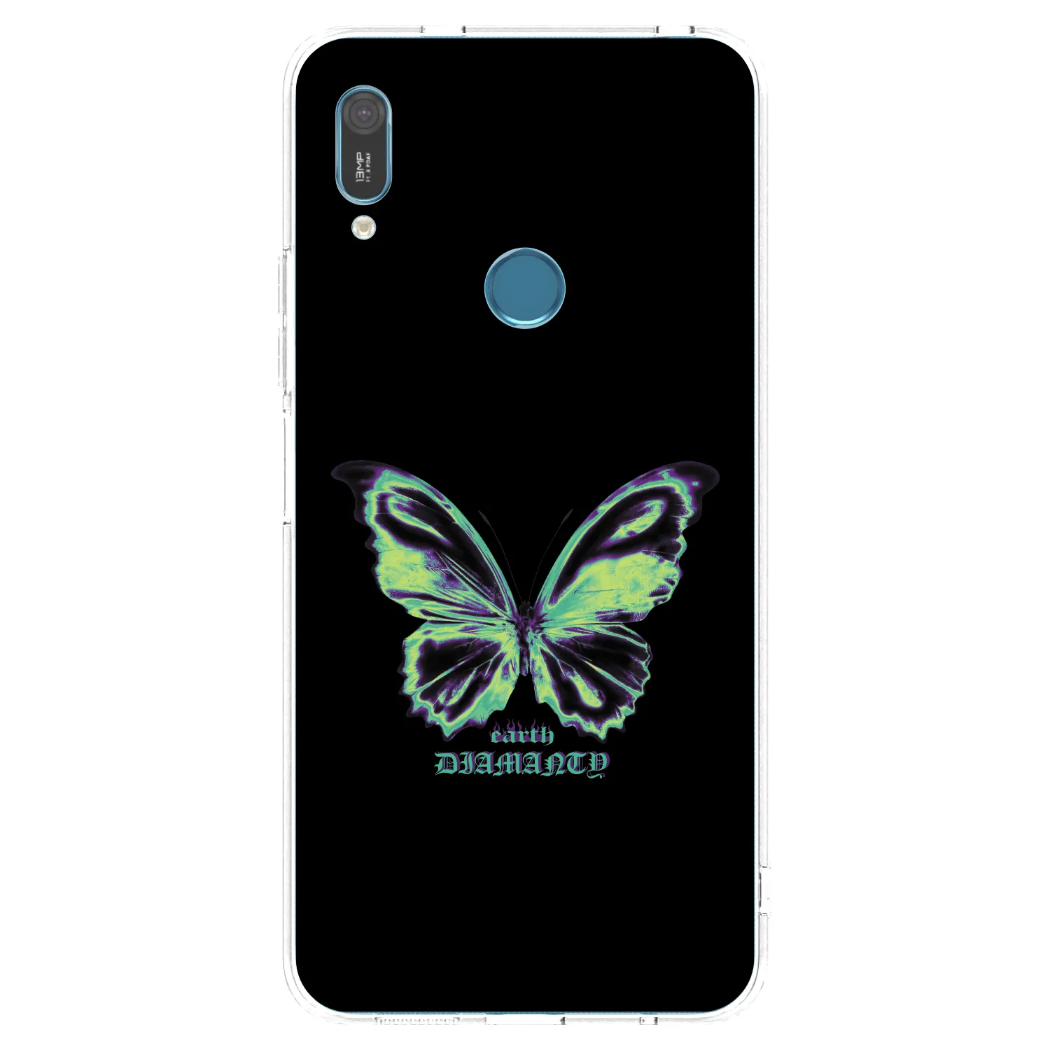 Picasee Huawei Y6 2019 Hülle - Transparentes Silikon - Diamanty Blue