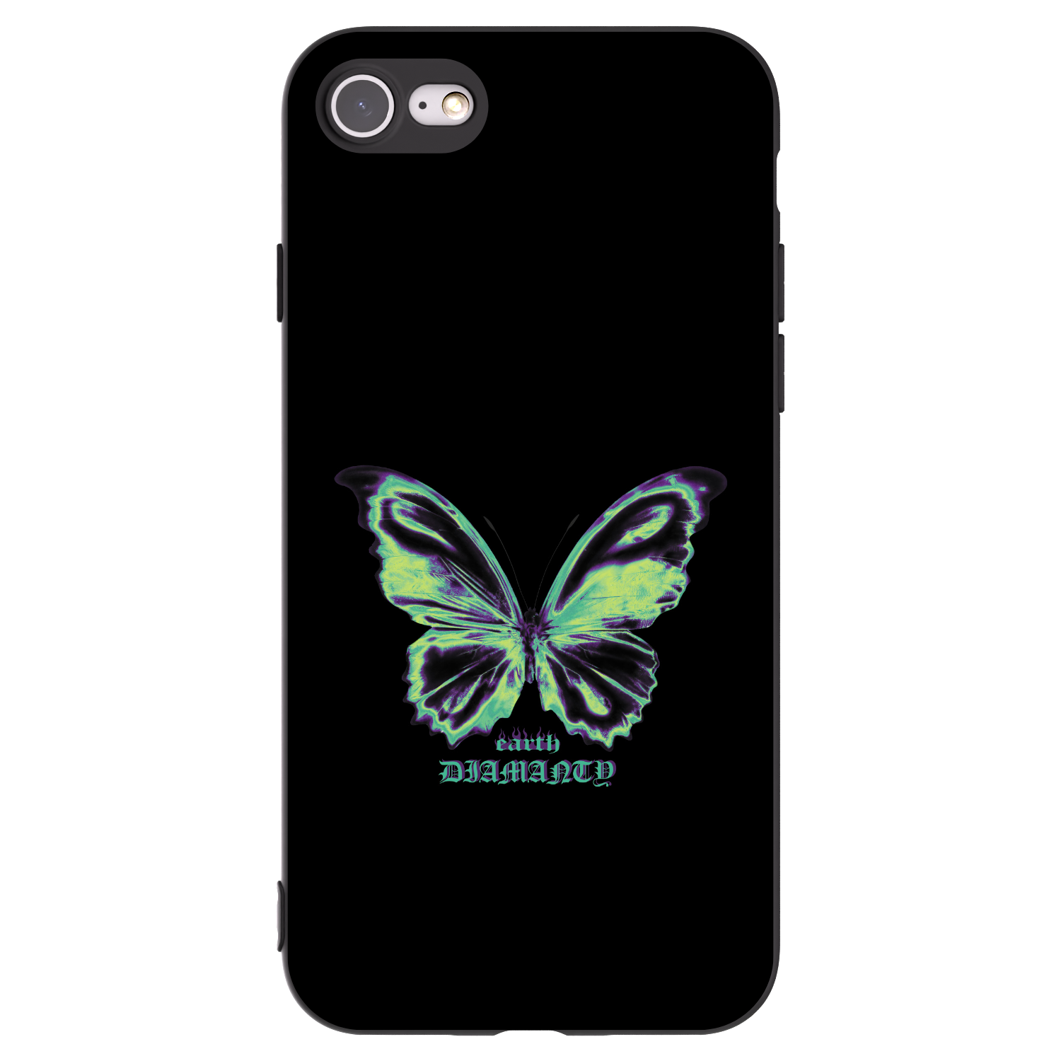 Picasee Apple iPhone SE 2020 Hülle - Schwarzes Silikon - Diamanty Blue