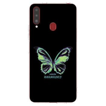 Picasee Samsung Galaxy A20s Hülle - Transparentes Silikon - Diamanty Blue