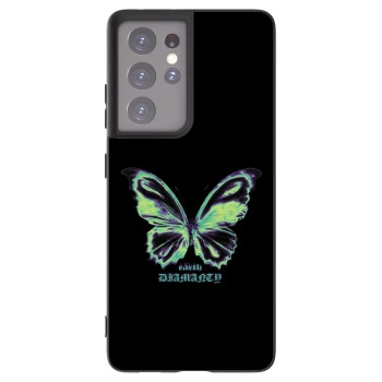 Picasee Samsung Galaxy S21 Ultra 5G G998B Hülle - Schwarzes Silikon - Diamanty Blue