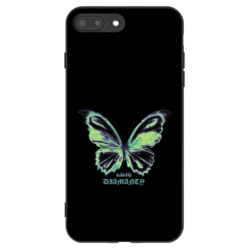 Picasee Apple iPhone 8 Plus Hülle - Schwarzes Silikon - Diamanty Blue
