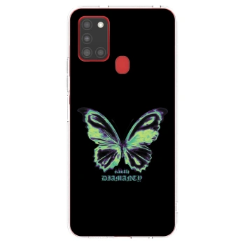 Picasee Samsung Galaxy A21s Hülle - Transparentes Silikon - Diamanty Blue