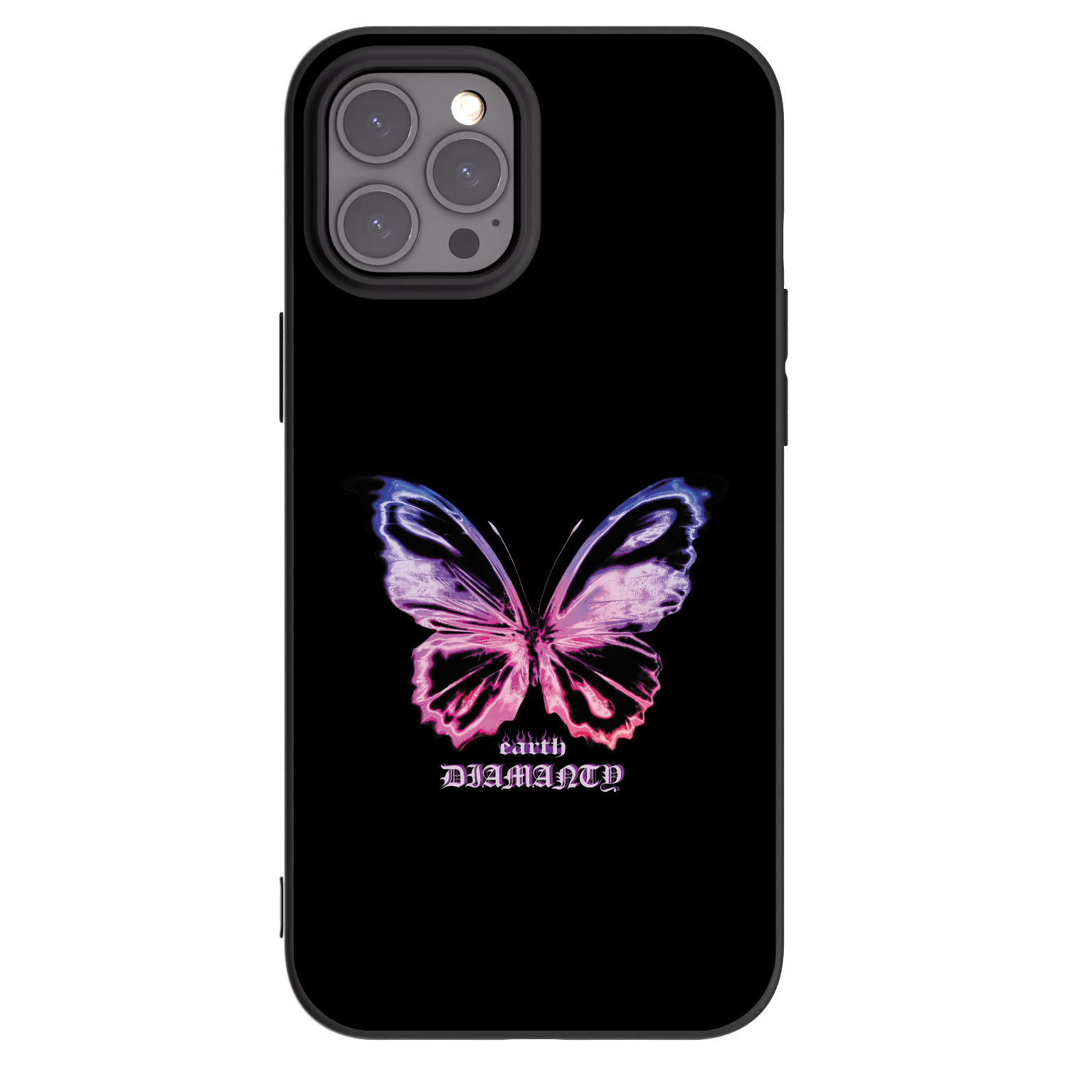 Picasee Apple iPhone 12 Pro Max Hülle - Schwarzes Silikon - Diamanty Purple