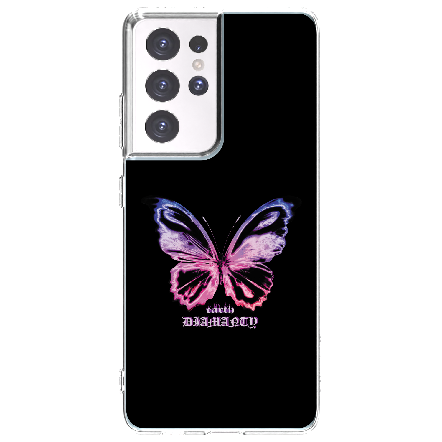 Picasee Samsung Galaxy S21 Ultra 5G G998B Hülle - Transparentes Silikon - Diamanty Purple