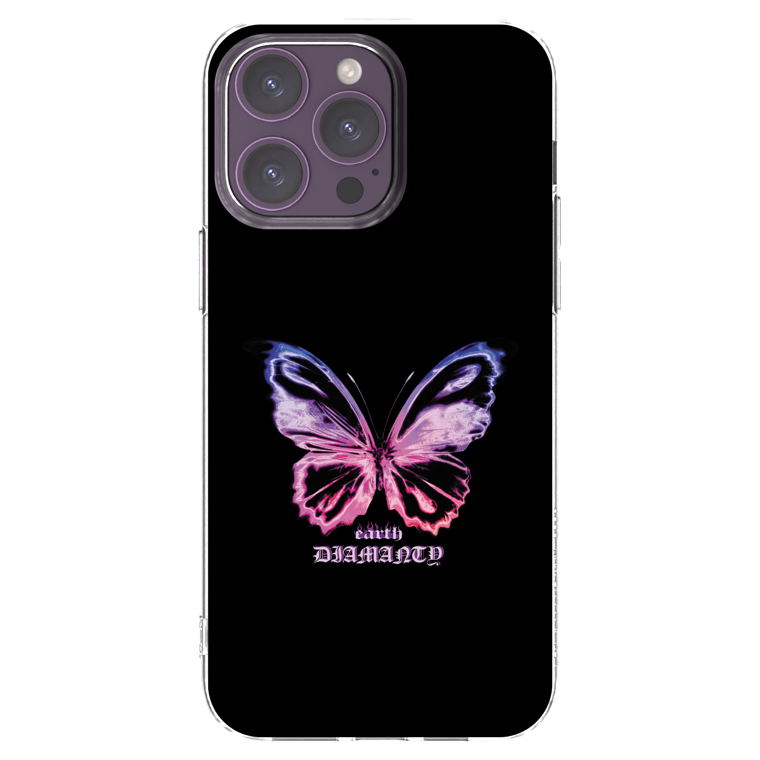 Picasee Apple iPhone 14 Pro Max Hülle - Transparentes Silikon - Diamanty Purple