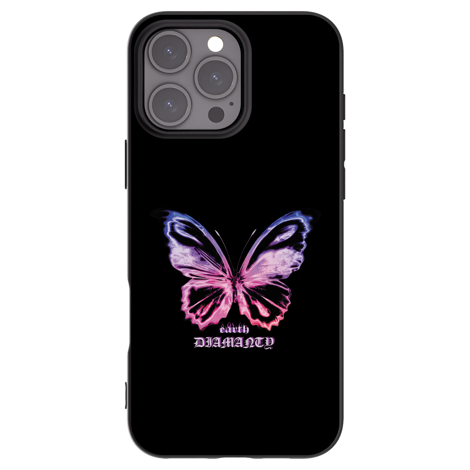 Picasee Apple iPhone 16 Pro Max Hülle - Schwarzes Silikon - Diamanty Purple