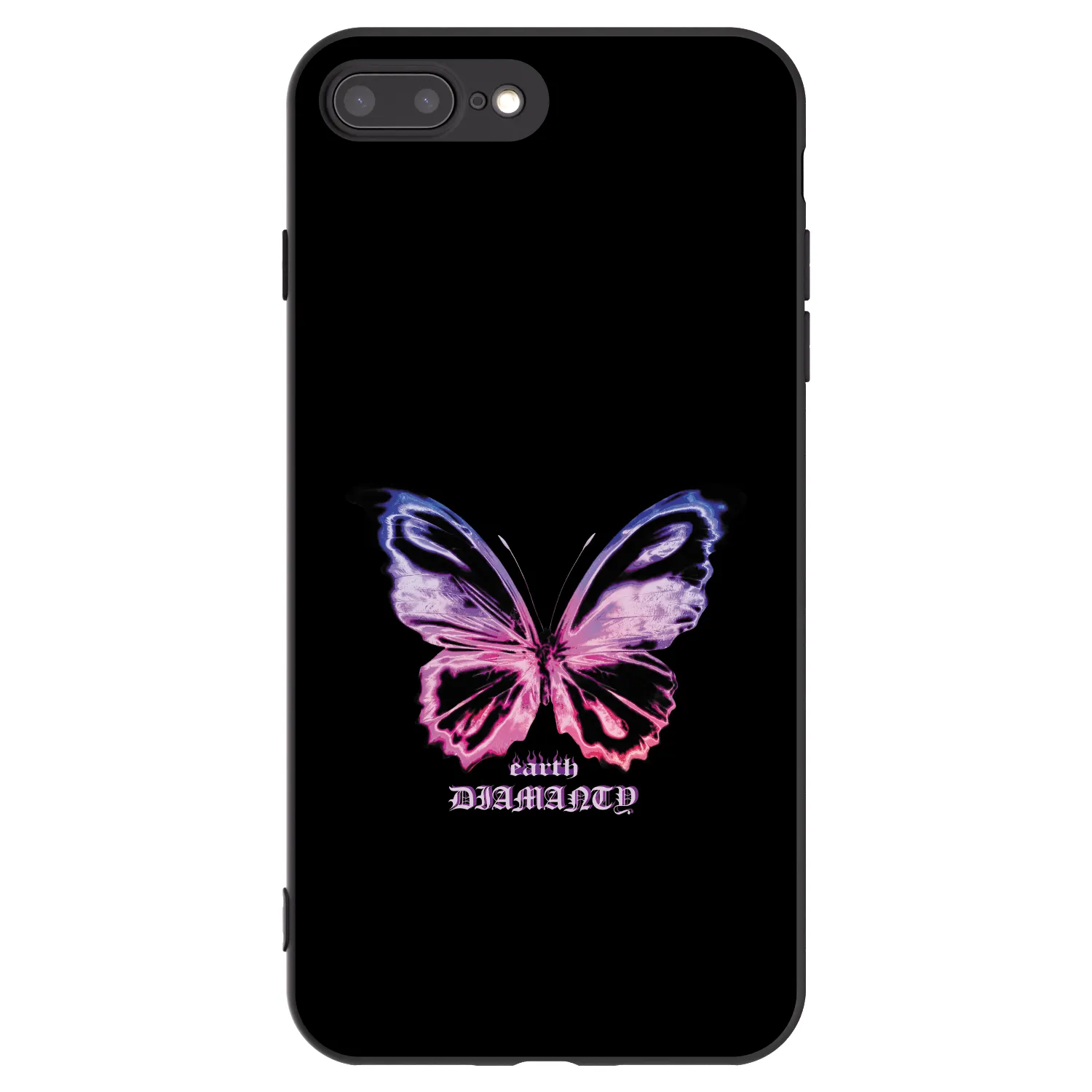 Picasee Apple iPhone 8 Plus Hülle - Schwarzes Silikon - Diamanty Purple