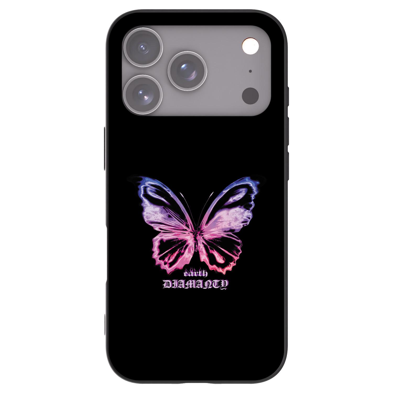 Picasee Apple iPhone 17 Pro Hülle - Schwarzes Silikon - Diamanty Purple