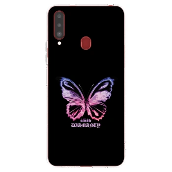 Picasee Samsung Galaxy A20s Hülle - Transparentes Silikon - Diamanty Purple