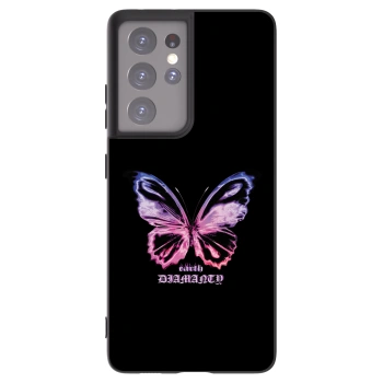 Picasee Samsung Galaxy S21 Ultra 5G G998B Hülle - Schwarzes Silikon - Diamanty Purple