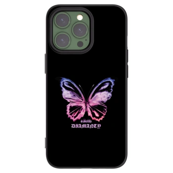 Picasee Apple iPhone 13 Pro Hülle - Schwarzes Silikon - Diamanty Purple