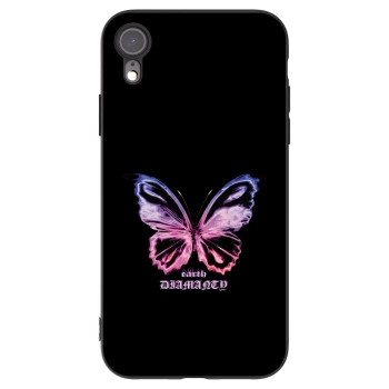 Picasee Apple iPhone XR Hülle - Schwarzes Silikon - Diamanty Purple
