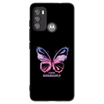 Picasee Motorola Moto G60 Hülle - Schwarzes Silikon - Diamanty Purple