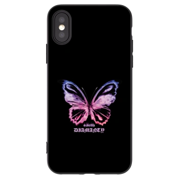 Picasee Apple iPhone X/XS Hülle - Schwarzes Silikon - Diamanty Purple