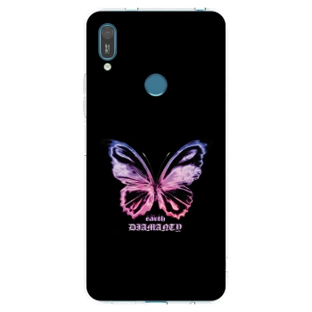 Picasee Huawei Y7 2019 Hülle - Transparentes Silikon - Diamanty Purple