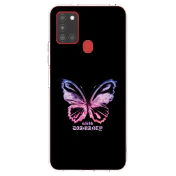 Picasee Samsung Galaxy A21s Hülle - Transparentes Silikon - Diamanty Purple