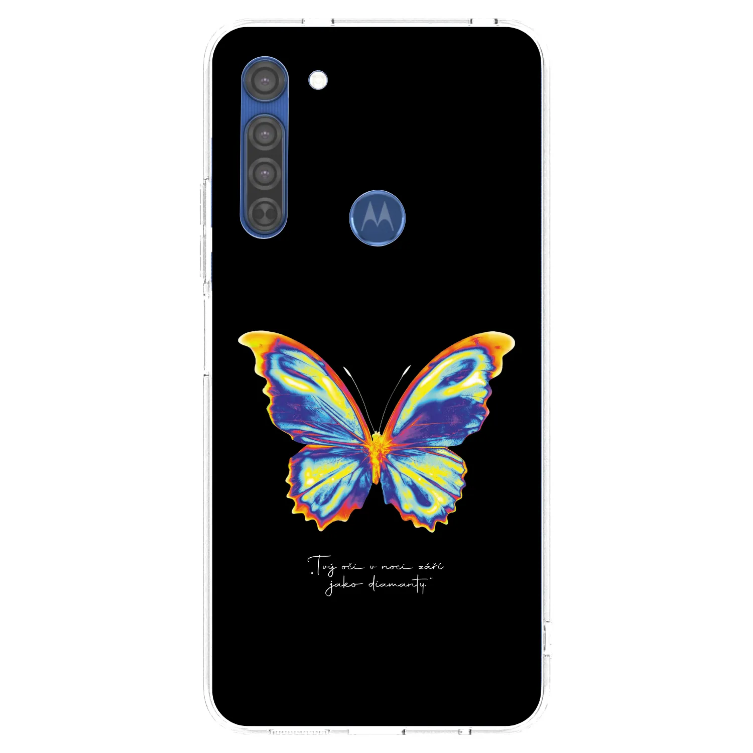 Picasee Motorola Moto G8 Hülle - Transparentes Silikon - Diamanty Black