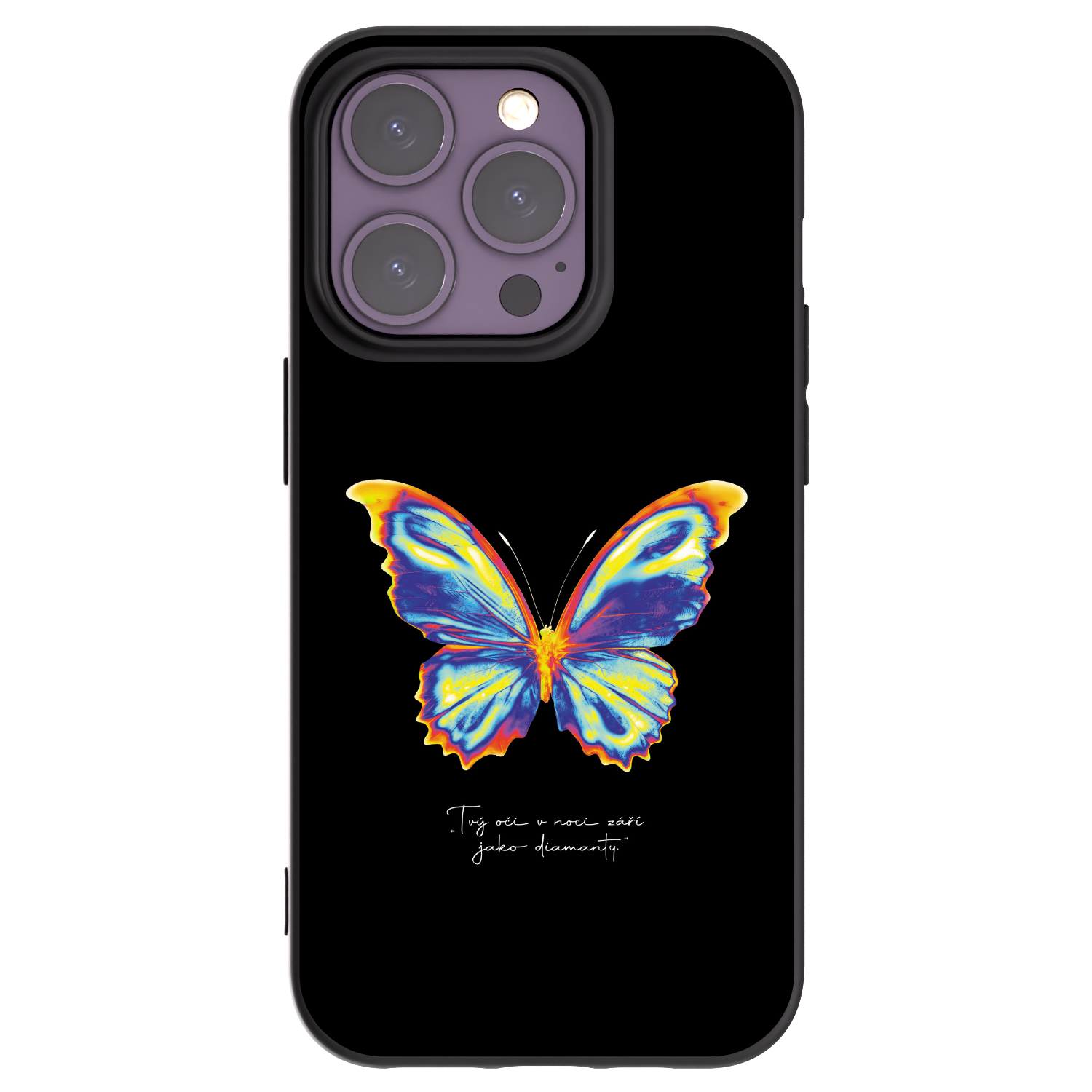 Picasee Apple iPhone 14 Pro Hülle - Schwarzes Silikon - Diamanty Black