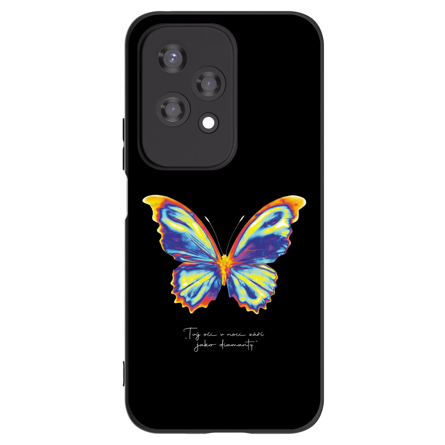 Picasee Honor 200 Lite Hülle - Schwarzes Silikon - Diamanty Black