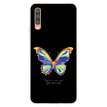 Picasee Samsung Galaxy A70 A705F Hülle - Transparentes Silikon - Diamanty Black