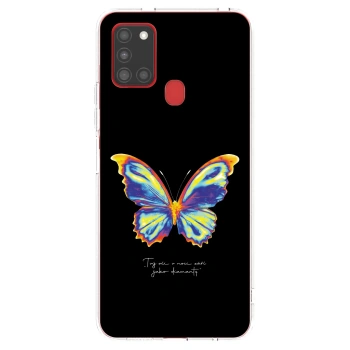 Picasee Samsung Galaxy A21s Hülle - Transparentes Silikon - Diamanty Black