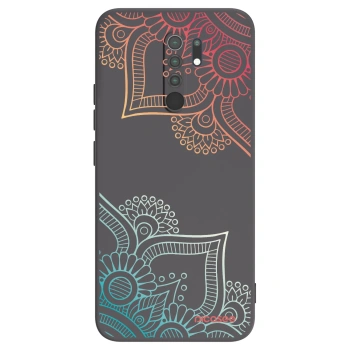Picasee Xiaomi Redmi 9 Hülle - Schwarzes Silikon - Blumenmuster