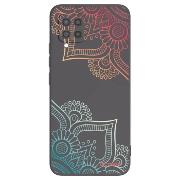 Picasee Samsung Galaxy A42 A426B Hülle - Schwarzes Silikon - Blumenmuster