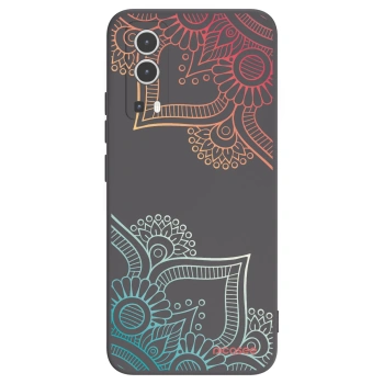 Picasee Vivo Y72 5G Hülle - Schwarzes Silikon - Blumenmuster