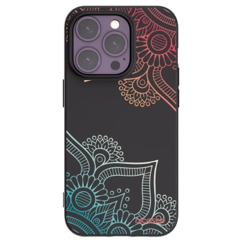 Picasee Apple iPhone 14 Pro Hülle - Schwarzes Silikon - Blumenmuster