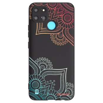 Picasee Realme C21Y Hülle - Schwarzes Silikon - Blumenmuster